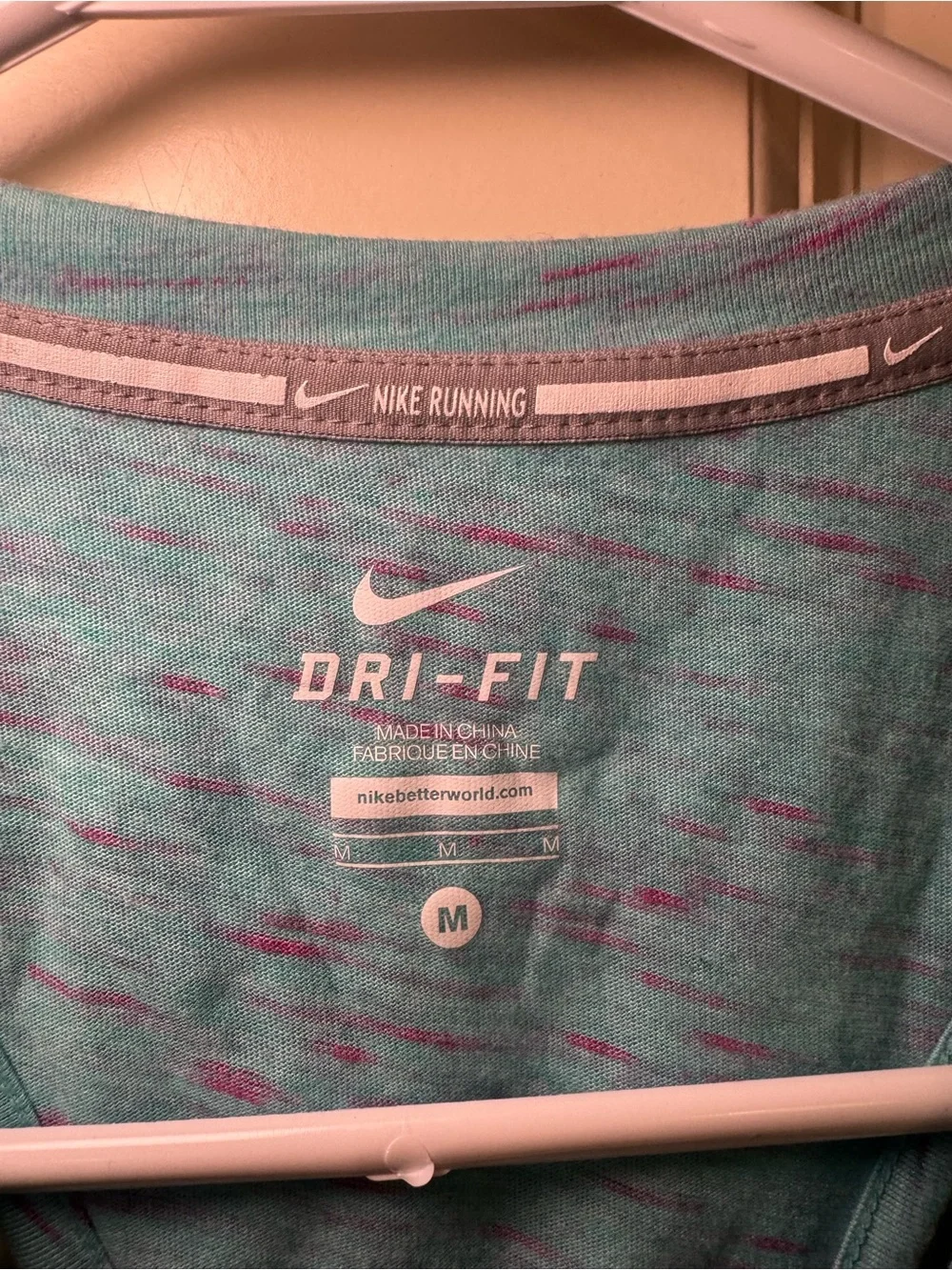 Nike Teal Space-Dye Dri-FIT Tank with Pink Shoulder Accents